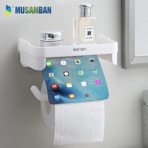 MUSAMBAN Toilet Paper Holder Wall Mount Paper Towel Rack Multi-Function Toilet Roll Holder Tissue Shelf WC Bathroom Accessories