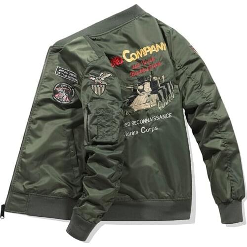 QSuper 2021 NEW Casual Mens Jackets Tank Embroidery Pilot Jacket Men Windbreaker Autumn&Spring Classic Bomber Jackets Clothing