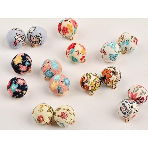 New arrived 50pcs/lot color flowers print geometry rounds balls shape fashion beads diy jewelry earring/garment pendants