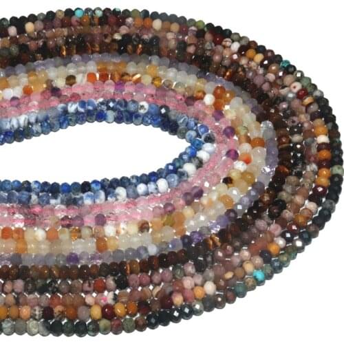 Wholesale 3*4mm Faceted Natural Gemstones Stone Amethysts lapis lazuli Agates Rondelle Beads For Jewelry Making DIY Bracelet