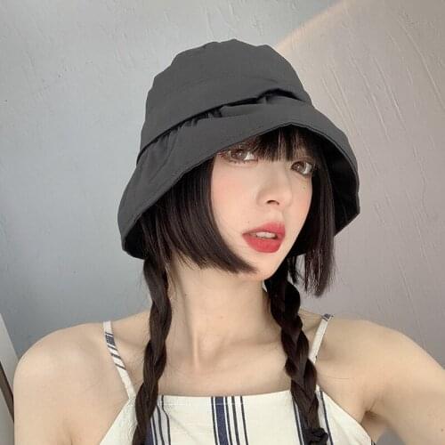 New Unisex Black White Solid Bucket Hat Bob Caps Hip Hop Gorros Men women Summer Panama Cap Beach Sun Fishing boonie Hat 2021