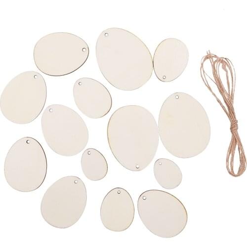 29-80mm Blank Natural Wood Easter Eggs Slices Ornament Hanging Pendants Tag Wedding Party Decor DIY Crafts Easter Decor for Home