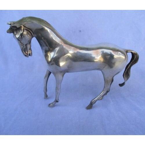 CHRISTMAS DECORATIONS FOR HOME+ COLLECTIBLE DECORATED OLD HANDWORK TIBET SILVER CARVED HORSE STATUE/ART HORSE SCULPTURE