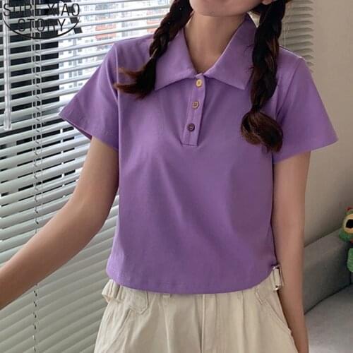 Women Polo Shirt Summer Tops Korean Fashion Short Sleeve Tshirts Cotton Elastic Tees Tshirts 3 Colors Shirts for Women 13330