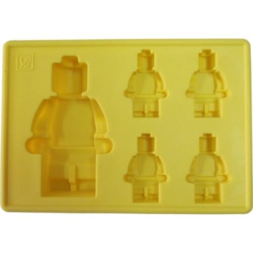 Fondant Cake Silicone Molds Yellow Color 4+1 Robots Shaped Ice Cube Mold Chocolate Moulds