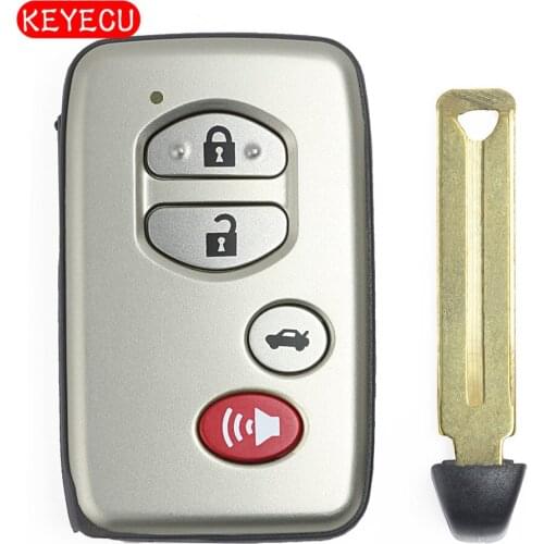 Keyecu Smart Remote Key Shell Case Fob 4 Button for Toyota Avalon Camry Highlander RAV4 2007-2011