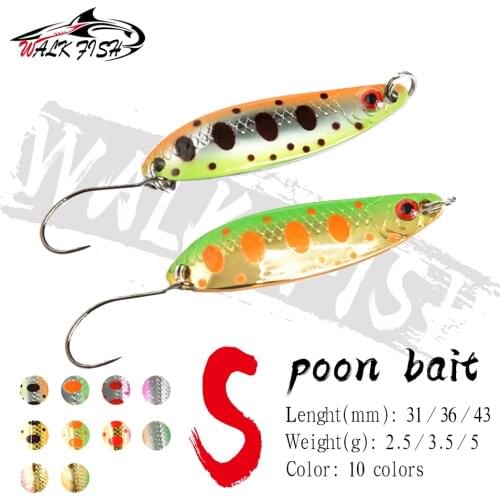 WALK FISH Pesca Isca Artificial Bait Trout Spoon 2.5g 3.5g 5g Copper Metal Fishing Lure Spoon Lure For Trout Perch Pike Salmon