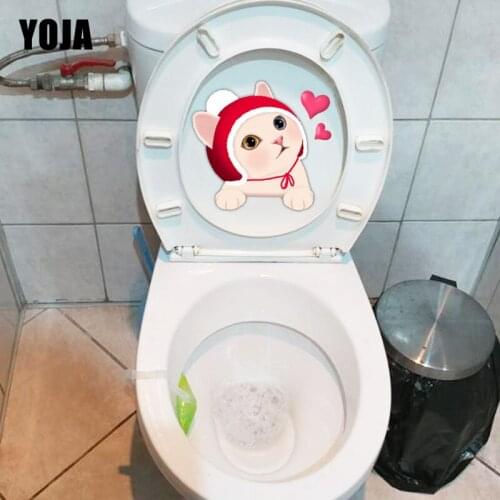 YOJA 19.1*17.7CM Lovely Cartoon Cat Love Girl Bedroom Decor Toilet Wall Stickers Decals T1-0196