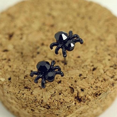 Womens Fashion Gifts Cute Jewelry Black 3D Animal Mini Spider Stud Earrings