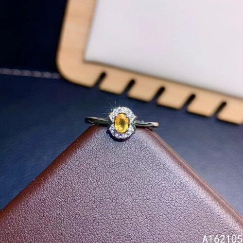 925 Pure Silver Chinese Style Natural Yellow Sapphire Womens Luxury Trendy Simple Adjustable Gem Ring Fine Jewelry Support Dete