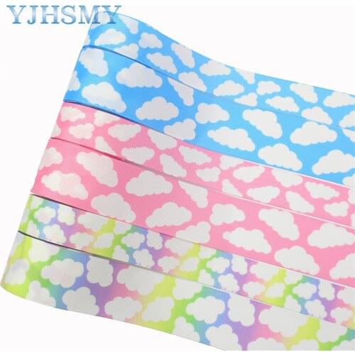 1"10yards cloud Thermal transfer Printed grosgrain Ribbons,DIY Hair Bow Wedding Festival Home Party Decorations L-20522-391