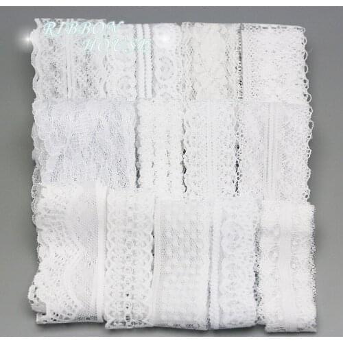 10 Lace/lot) White Lace Fabric Webbing Decoration Lovely Gift Packing Material Handmade DIY Ribbons Mix
