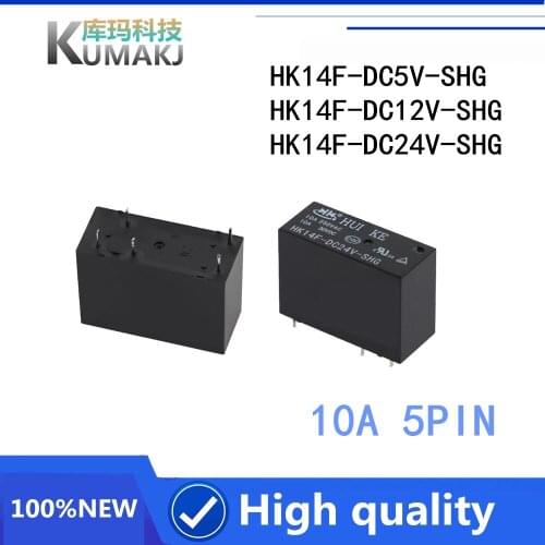 2PCS 100%Original New relay HK14F-DC5V-SHG HK14F-DC12V-SHG HK14F-DC24V-SHG HK14F DC5V SHG 5PIN 10A ONE set of transformations