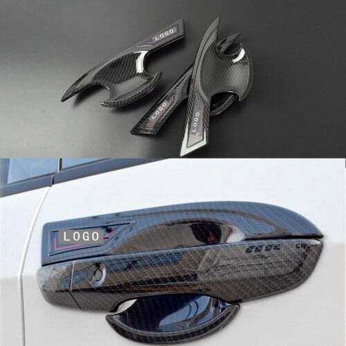 4pcs Carbon Fiber Colors Door Handle Bowl Cover Trim Fit For Honda Civic 10th 2016 2017 Car-Styling Accessories Decal Stickers
