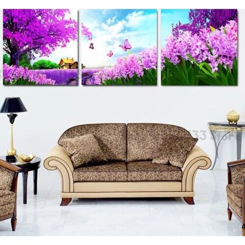 5D Diy Diamond Painting Purple Flower Butterfly Cross Stitch Full Square Round Rhinestone Embroidery Mosaic Home Decor GG3432
