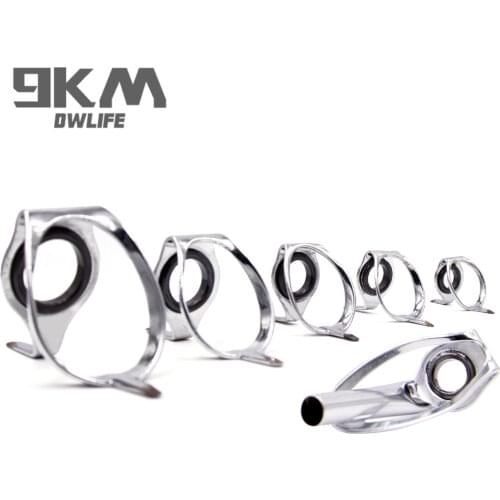 6Pcs Fishing Rod Guides Stainless Steel Rod Tip Guides Jigging Heavy Duty Boat Saltwater Freshwater Fishing Rod Repair Building
