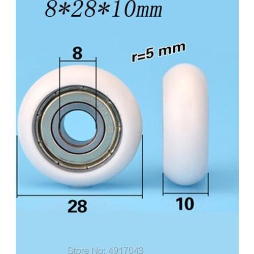 608 bearing plastic coated spherical rolling wheel round European standard track aluminum profile bearing bearing pulley 8*28*10