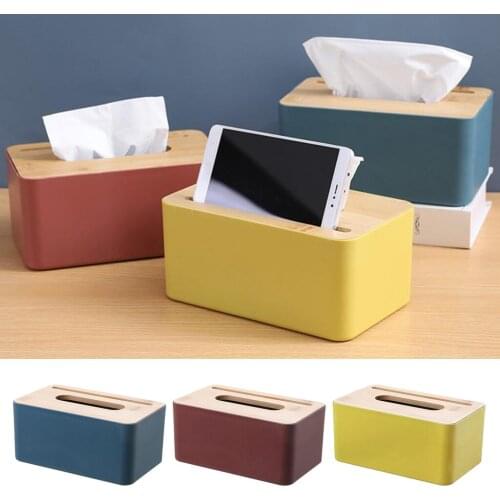 Bamboo Cover Tissue Box Case Phone Paper Holder Storage Dispenser Rectangle