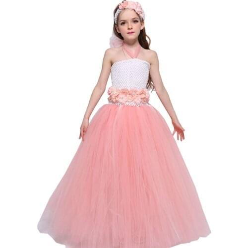 White Pink Girl Dress Spring Girl Tulle Wedding Lace Tutu Dress Toddler Girls Flower Dress Kids Floral Dress Party Frock Clothes