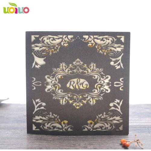 Free shipping 50set inc135 Gold Hollow Laser Cut Wedding Invitations Card Personalized Custom Printable Birthday Wedding cards
