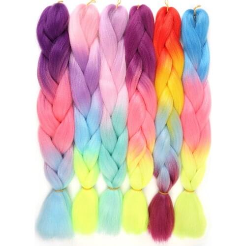 CLong Jumbo Braids 24 Inch Color Braiding Ombre Synthetic Hair Extensions Braid Hair for 100 Colors Heat Resistant Fiber