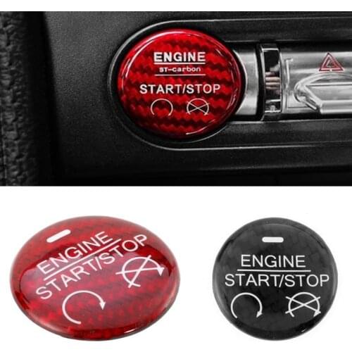 Car Engine Start Stop Button Cover Decorate Sticker For Mustang 2015 2016 2017 2018 2019 Carbon Fiber Auto Interior Accessories