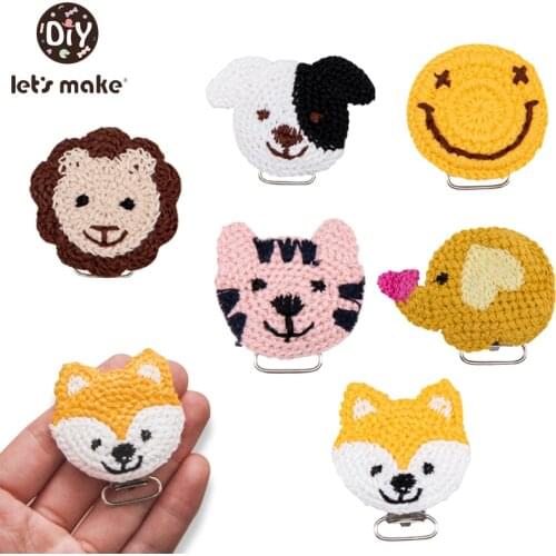 Let’s make Handmade Crochet Woolen Beads Cartoon Animal DIY Pacifier Clip Chain Accessories Baby Teething Soother Decor Toys