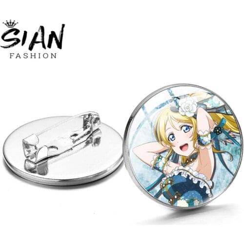 SIAN Anime Love Live! Round Brooch Bronze Silver Glass Cabochon Anime Characters Pin Backpack Clothes Badges Jewelry Accessories