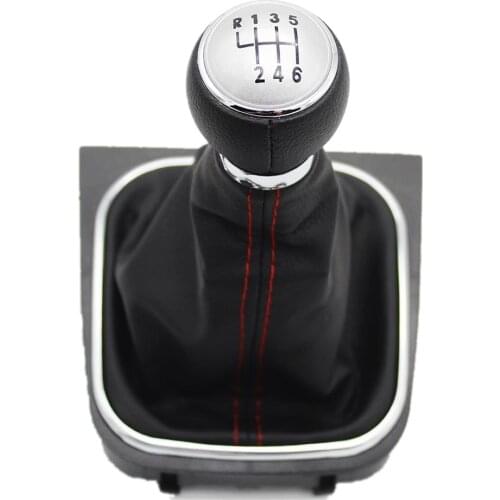 For VW Golf 5 V MK5 R32 GTI GTD 2004 2005 2006 2007 2008 2009 Car-Stying 6 Speed Car Stick Gear Shift Knob Leather Boot Red Line