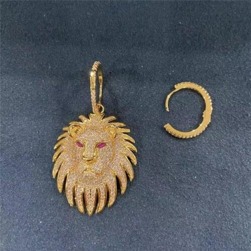 Hot Brand Pure 925 Sterling Silver Jewelry For Women Gold Large lion Asymmetrical Earrings With Golden Personality Jewelry