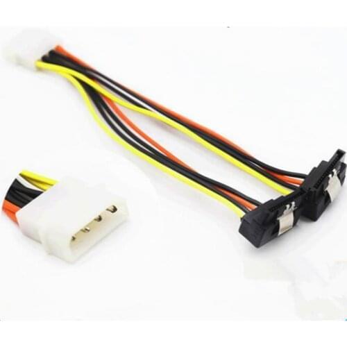 IDE 4Pin Molex Male M To SATA Dual 2X15Pin F Female 90 Degree With shrapnel Splitter Y 1 To 2 extension hard disk Power Cable