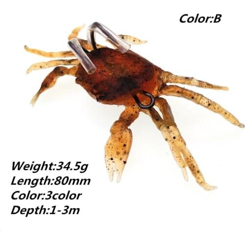 3Pcs Artificial Crab Lure Bait 3D Simulation Multicolour Soft Fish Bait With Hook Fishing Lures For Winter Fishing