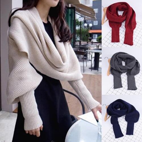 Comfort Imitated Cashmere Scarves for Women Solid Color Sleeve Wrap Soft Neck Wrap Scarves Shawl Women Warm Scarf Shawl foulard