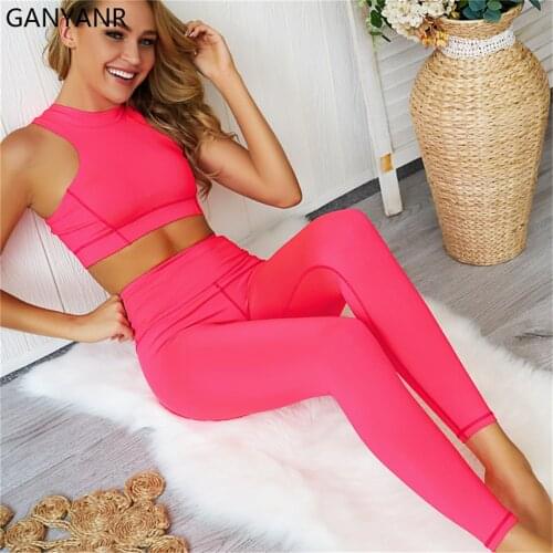 GANYANR Jogging Suit Women Yoga Set Gym Clothing Fitness Jogging Sport Sportswear Tracksuit Seamless Workout Activewear Bodysuit