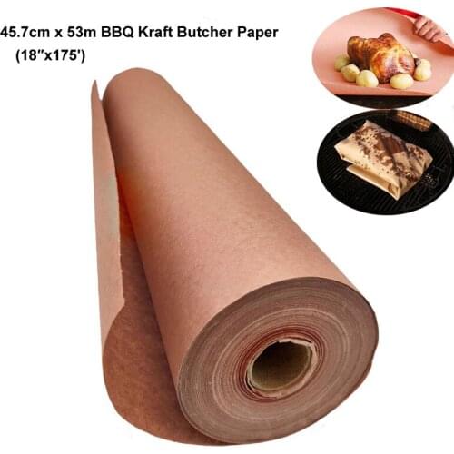 45.7cmx53m BBQ Kraft Butcher Paper Roll Food Grade Waterproof High Temperature Resistant Paper for Smoking Meat Grilling Baking