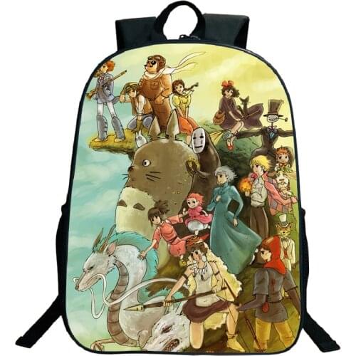 Beautiful Studio Ghibli Characters Backpack Children Boys Girls Rucksack Totoro Beautiful Cool Pattern Mochila for Students Men