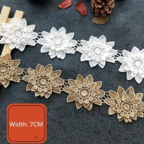 Lace fabric three-dimensional flower trimmings for clothing accessories hand stitch flowers DIY lace material