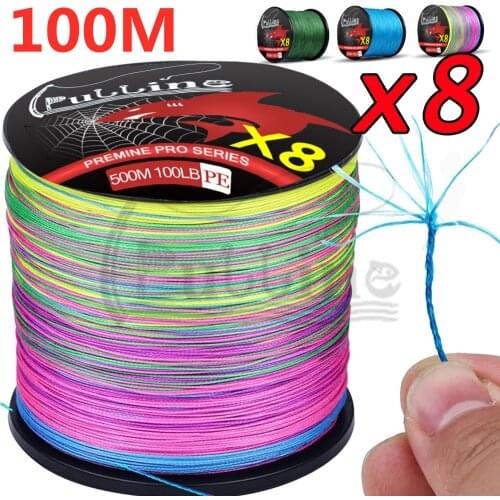 PULLINE 8 Strands Strong PE Fishing Line 100M Abrasion Resistance Multifilament Durable Carp Fishing Line Pesca 6-100LB