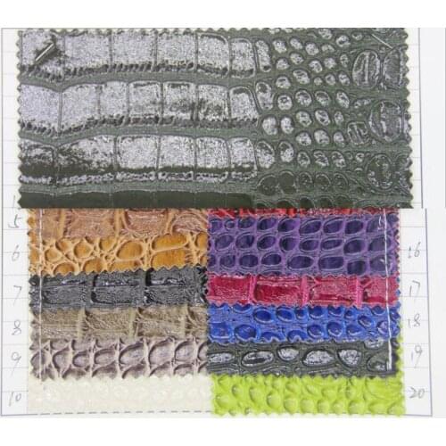 Crocodile grain artificial leather material high quality glossy crocodile grain synthetic PVC leather fabric