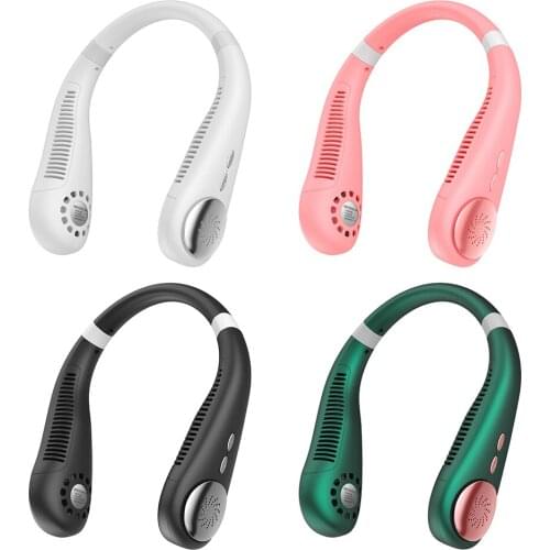 Mini Portable Neck Fan USB Rechargeable Night Light Fan Bladeless NeckHanging Silent Small Electric Cooling Fans