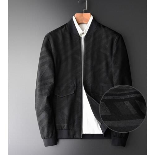 Male Jacket Fashion Yarn Dyed Baseball Collar Mens And Coats Hight Quality Autumn Slim Fit Zipper Jackets Man