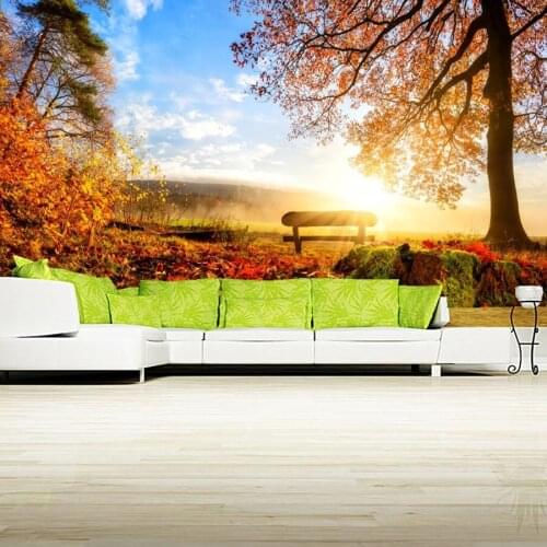 Custom 3D mural,papel de pared Autumn Scenery Trees Foliage Bench Nature wallpaper,living room sofa TV wall bedroom 3d wallpaper