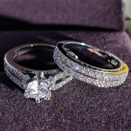 2020 new design trendy 925 sterling silver brand wedding ring set for women engagement anniversary party gift jewelry r4983