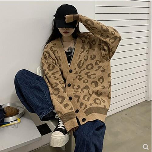 2021 spring and autumn new Korean version of loose cardigan sweater long-sleeved jacket sweater top women trendy