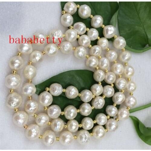 NEW HUGE NATURAL 10-11MM australia seas of the south white pearl necklace long 30 "