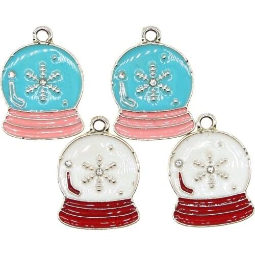 10pcs/lot 16*22mm Snow globe Enamel Christmas Charms For DIY Fashion Earrings Necklace Jewelry Making Finding Accessories New