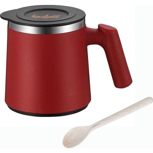 New 420ml Coffee Mug Vacuum Cup Thermos Stainless Steel Insulated Water Cups Tumbler with Handle Lid and Mixing Spoon Office Tea