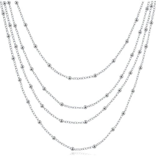 925 Silver Necklaces for Women Fashion Jewelry Multi Layer Beads Chain Necklace & Pendant Femme Collar Christmas Gifts Bijoux
