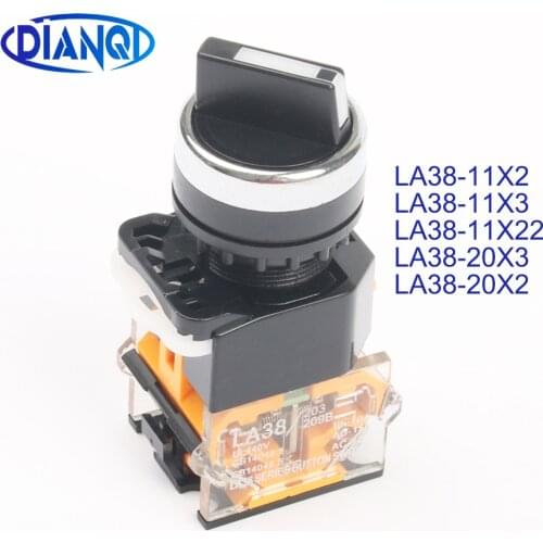 22mm Selector Switch 1NO1NC/2NO 2/3 Positions Rotary Switches Knob Switch Momentary Latching LA38-11X/2 11X/3 11X/22 20X/3 20X/2