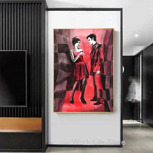 Retro Vogue Modern Club Romantic Couple Figure Canvas Painting Prints Poster Wall Art Picture Home Decor For Living Room Hallway